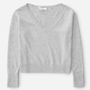 Everlane gray cashmere cropped v neck sweater XS minimalist capsule
